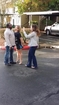 Street fight: Woman hits man; Man responds in defense