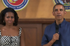 Obamas Visit Marine Base in Hawaii on Christmas