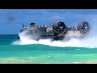 US Navy LCAC Hovercraft Land on Beach, Unload Equipment, Return to Aircraft Carrier | AiirSource